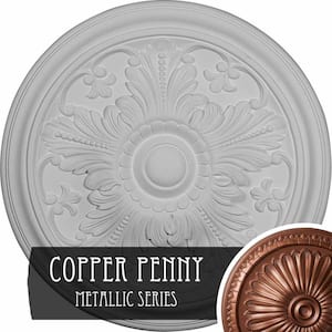 5/8 in. x 16-7/8 in. x 16-7/8 in. Polyurethane Vienna Ceiling Medallion, Hand-Painted Copper Penny