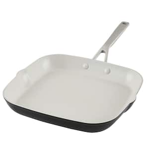 Hard Anodized 11.25 in. Aluminum Nonstick Grill Pan in Matte Black