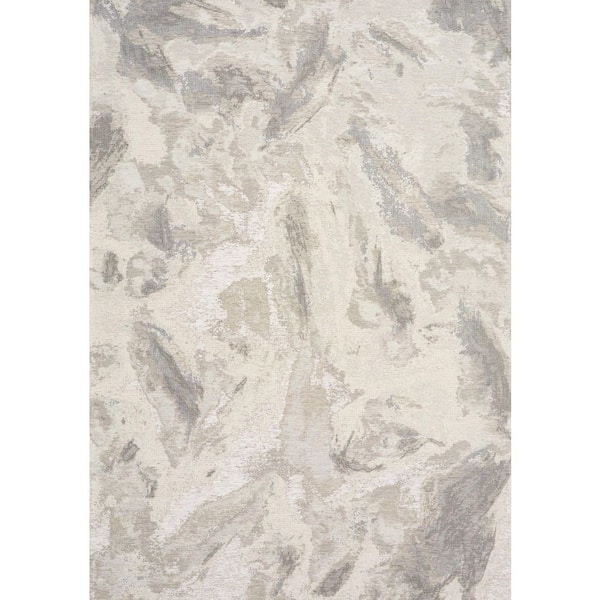 8' X 11' Cream And Gray Abstract Area Rug