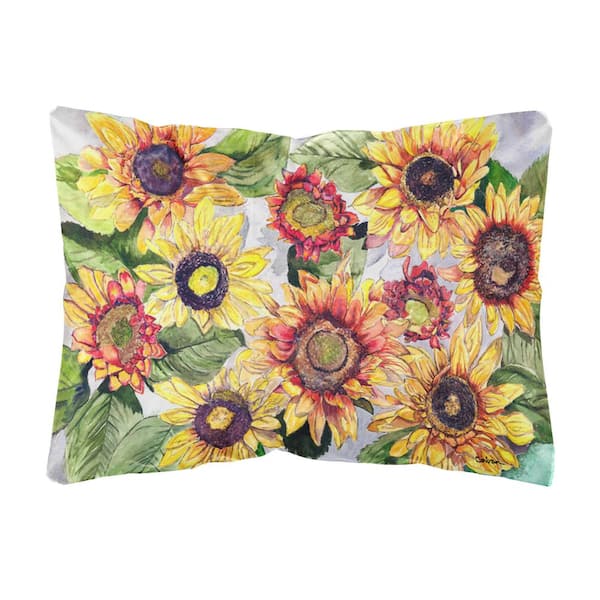 Caroline's Treasures 12 in. x 16 in. Multi-Color Lumbar Outdoor Throw Pillow Sunflowers