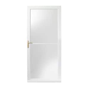 36 in. x 80 in. 3000 Series White Left-Hand Self-Storing Easy Install Aluminum Storm Door with Brass Hardware