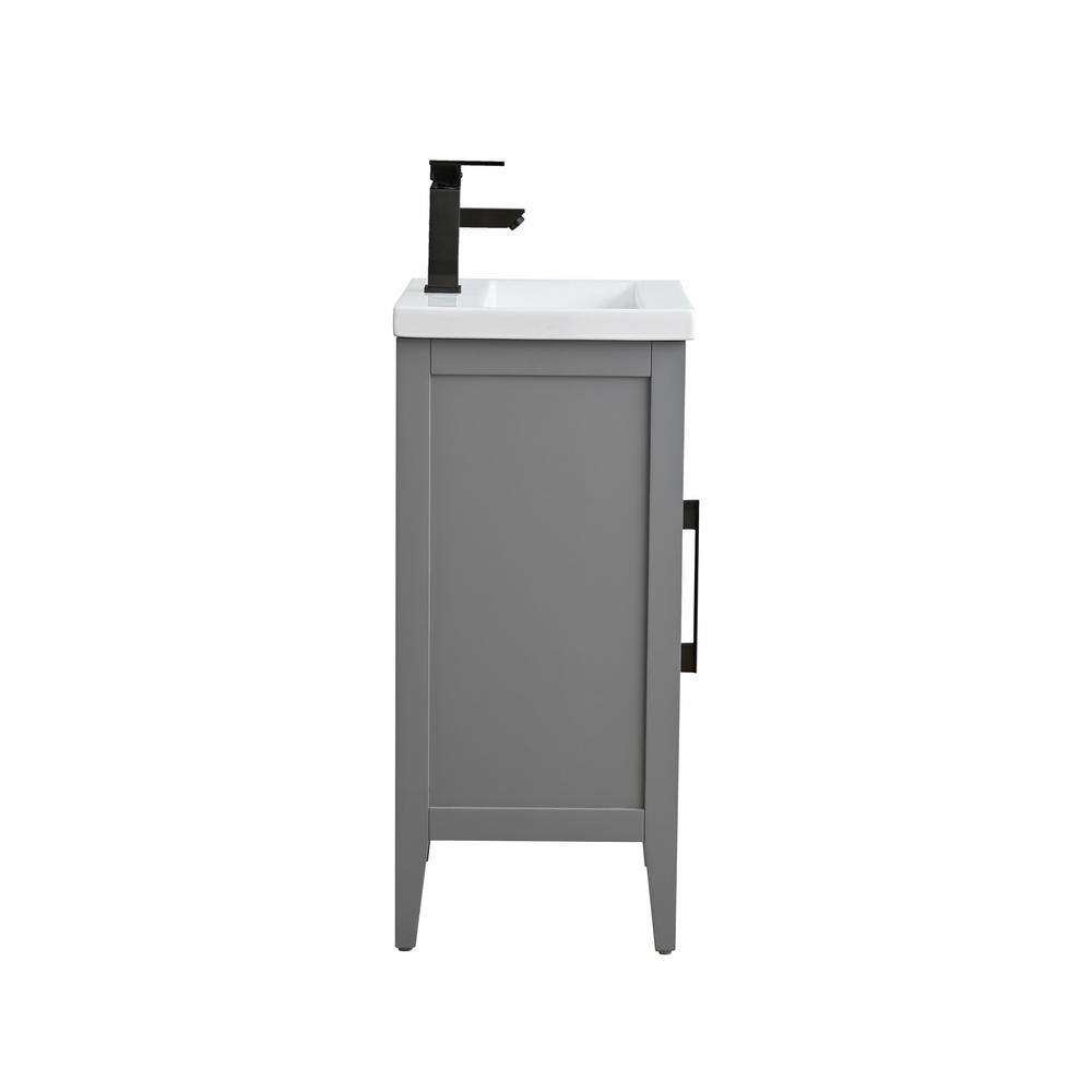 Cashmere Gray Single Bathroom Vanity with Ceramic Top and Matte Black Hardware