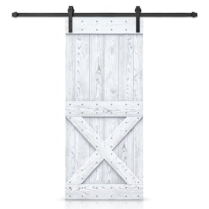 20 in. x 84 in. Ready To Hang Wire Brushed White Thermally Modified Solid Wood Sliding Barn Door with Hardware Kit