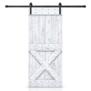 22 in. x 84 in. Ready To Hang Wire Brushed White Thermally Modified Solid Wood Sliding Barn Door with Hardware Kit