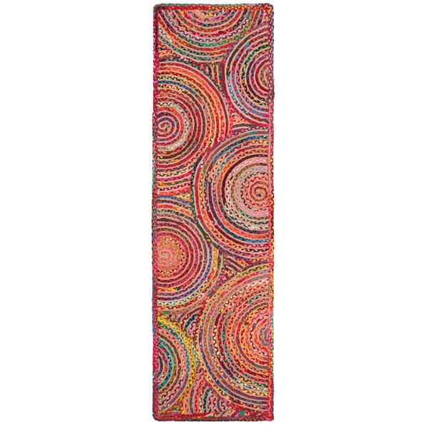 SAFAVIEH Cape Cod Red/Multi 2 ft. x 10 ft. Abstract Circles Geometric Runner Rug