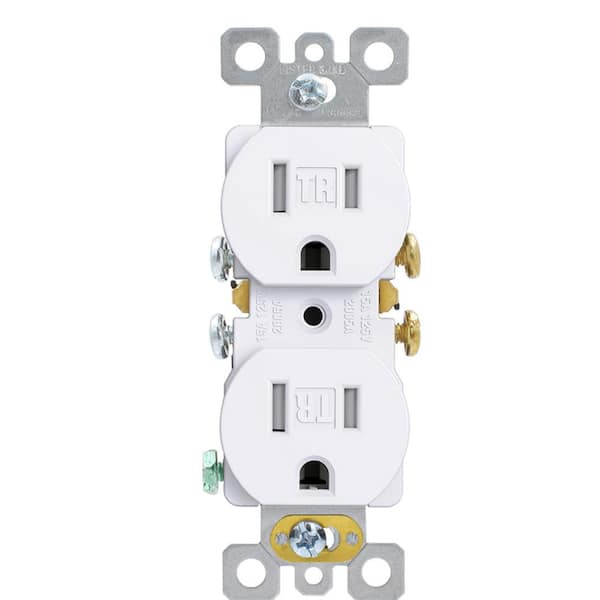 ELEGRP 15 Amp Tamper Resistant Duplex Outlet, White (1-Pack)