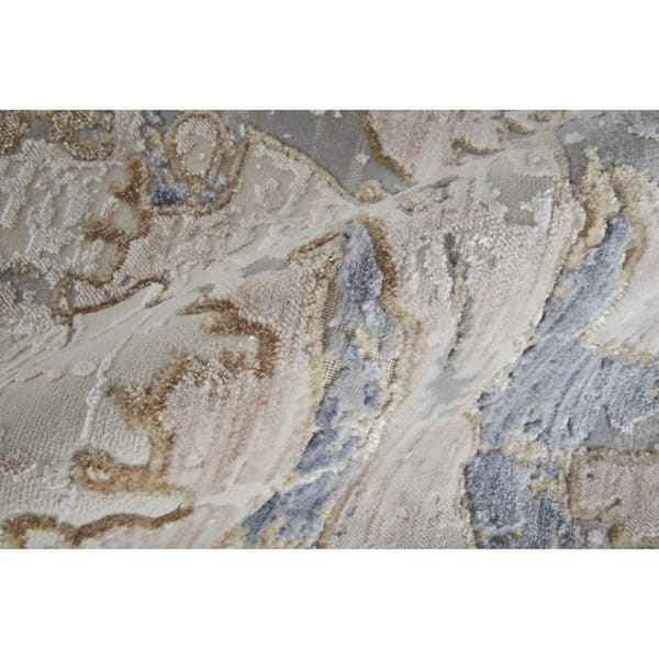 3 ft. x 5 ft. Tan, Blue Abstract Area Rug