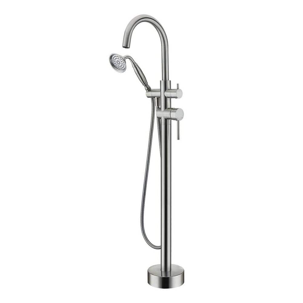 Tahanbath Double Lever Handle Freestanding Tub Filler Bathtub Faucet