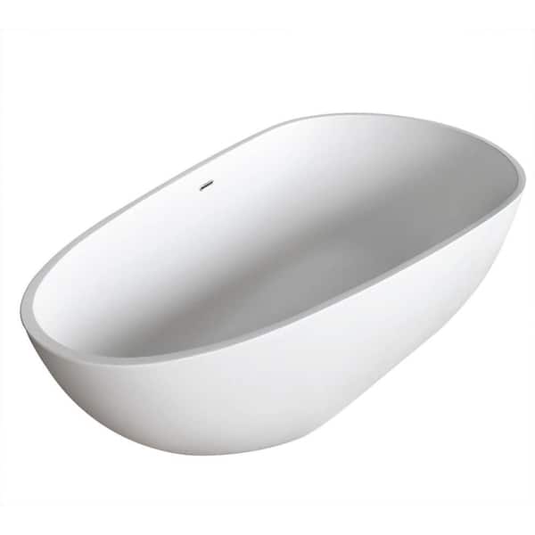 Universal Tubs Ira Stone 5.6 ft. Artificial Stone Center Drain Oval Bathtub in White