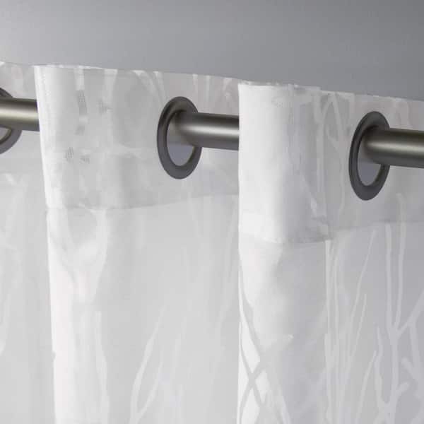 Edinburgh Winter White Nature Sheer Grommet Top Curtain, 52 in. W x 96 in. L (Set of 2)