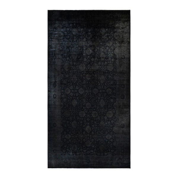 Overdyed Black 10 ft. x 19 ft. Solid Wool Indoor Area Rug