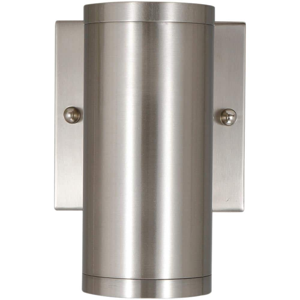 Sunlite 6 in. Brushed Nickel Outdoor Hardwired Dimmable Cylinder Sconce ...