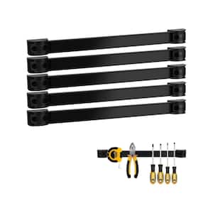 Magnetic Storage Organizer 3 .66 in. x 13.98 in. Black Alloy Steel Heavy Duty Wall Rack with 6-Piece Mounting Screws