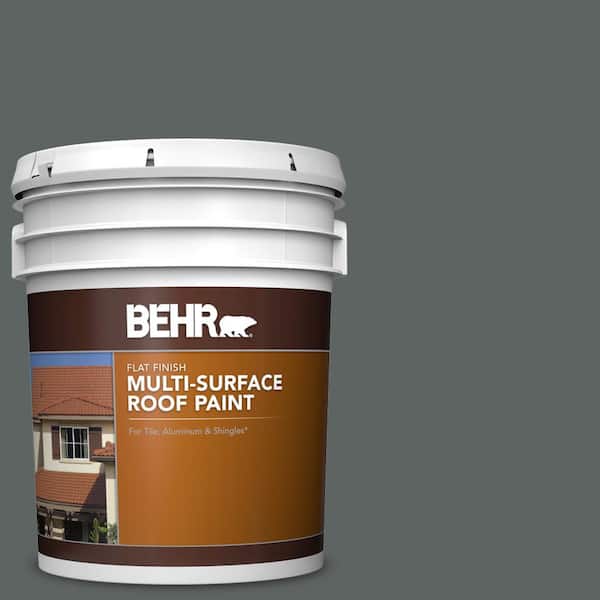 BEHR 5 gal. #BXC-41 Charcoal Flat Multi-Surface Exterior Roof Paint