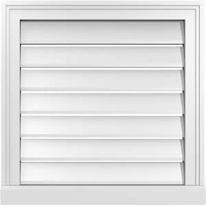 22 in. x 22 in. Vertical Surface Mount PVC Gable Vent: Functional with Brickmould Sill Frame