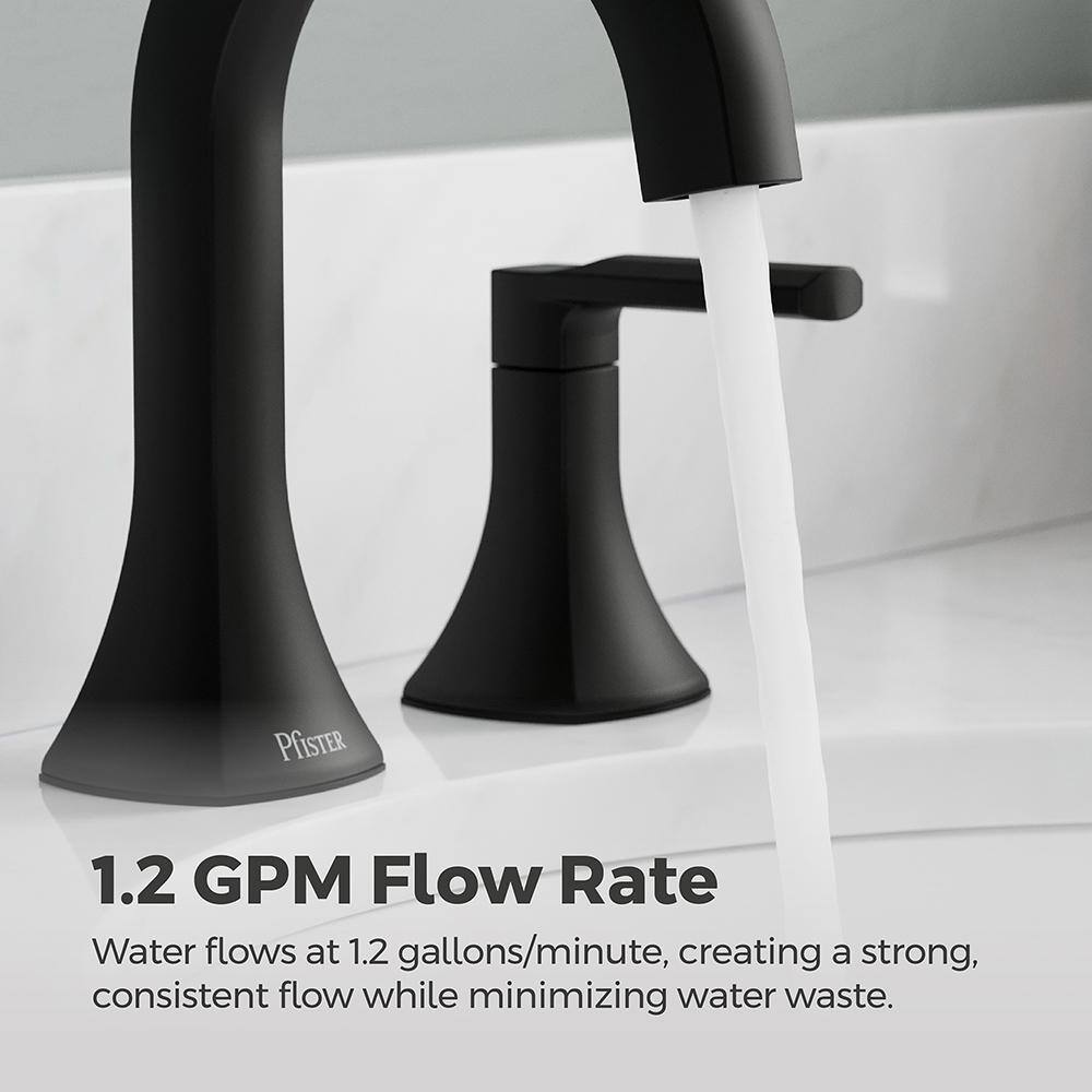 Vaneri Matte Black Widespread 2-Handle Bathroom Faucet