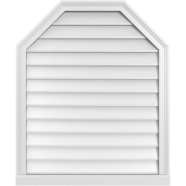 Ekena Millwork 30 in. x 36 in. Octagonal Top Surface Mount PVC Gable Vent: Decorative with Brickmould Sill Frame