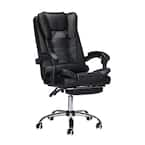 Hoffree Black Faux Leather Executive Office Chair with Lumbar/Height  Adjustment/Footrest/Massage Function/Back Angle Adjustment SKUI17304 - The  Home Depot