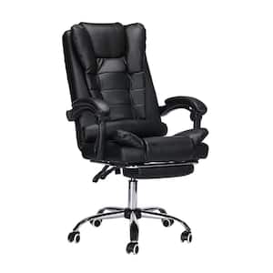 Black Leather Ergonomic Executive Office Chair Adjustable Computer Chair with Armrest, Footrest and Lumbar Support