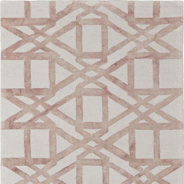 2 x 3 Ivory, Pink, Tan Geometric Area Rug