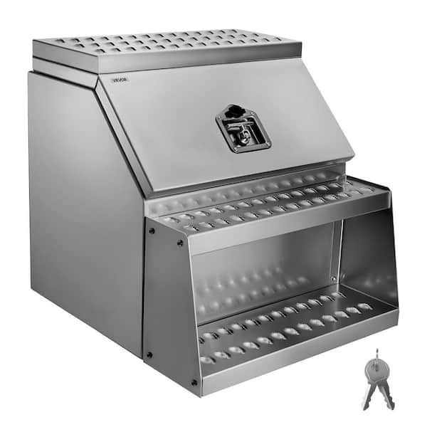 Semi-Truck Step Tool Box, 24 in. x 27.5 in. x 25.4 in. Aluminum Toolbox Side Mount, Waterproof Side Truck Tool Box