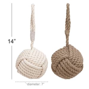 Multi Colored Jute Knot Sculpture with Hanging Loop (Set of 2)