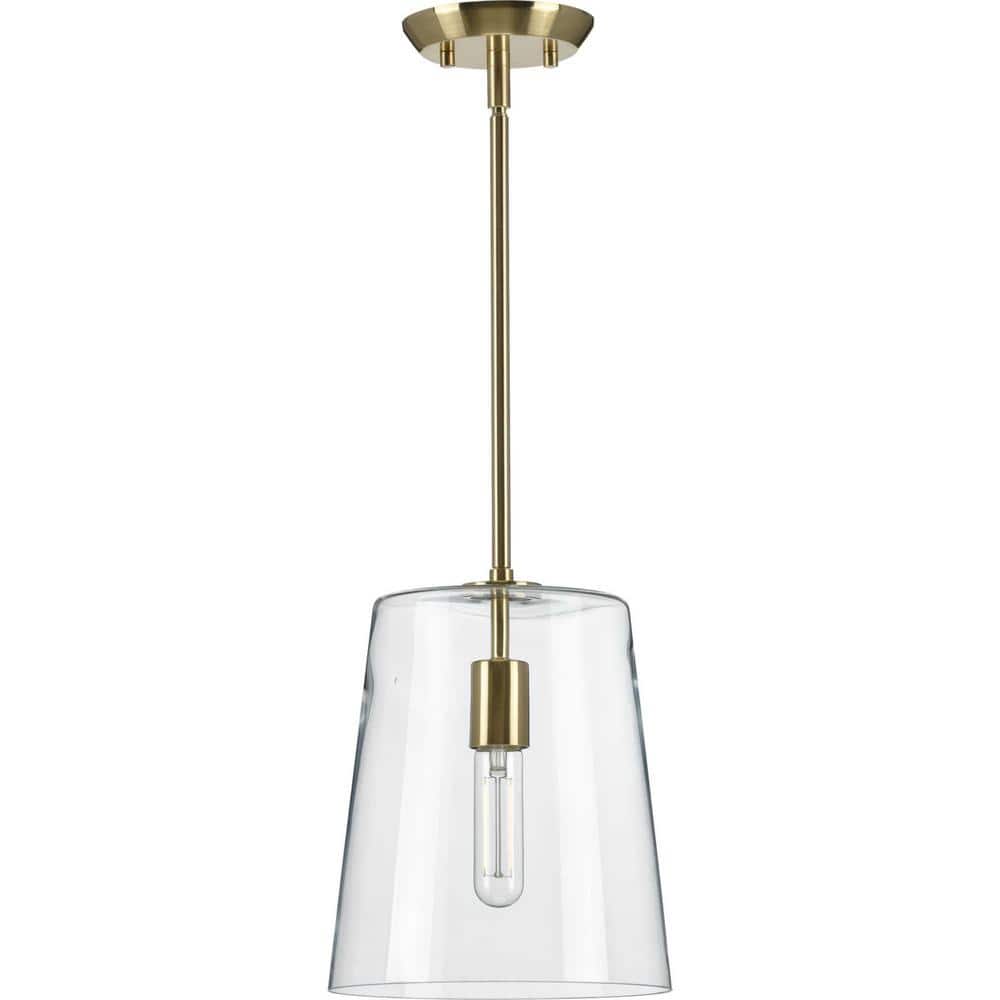 Clarion Satin Brass and Clear Glass Pendant Light