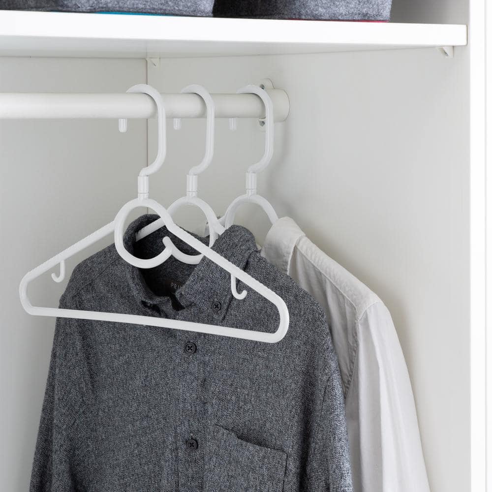 White Heavyweight Plastic 360 Swivel Neck Hangers, 5-Pack
