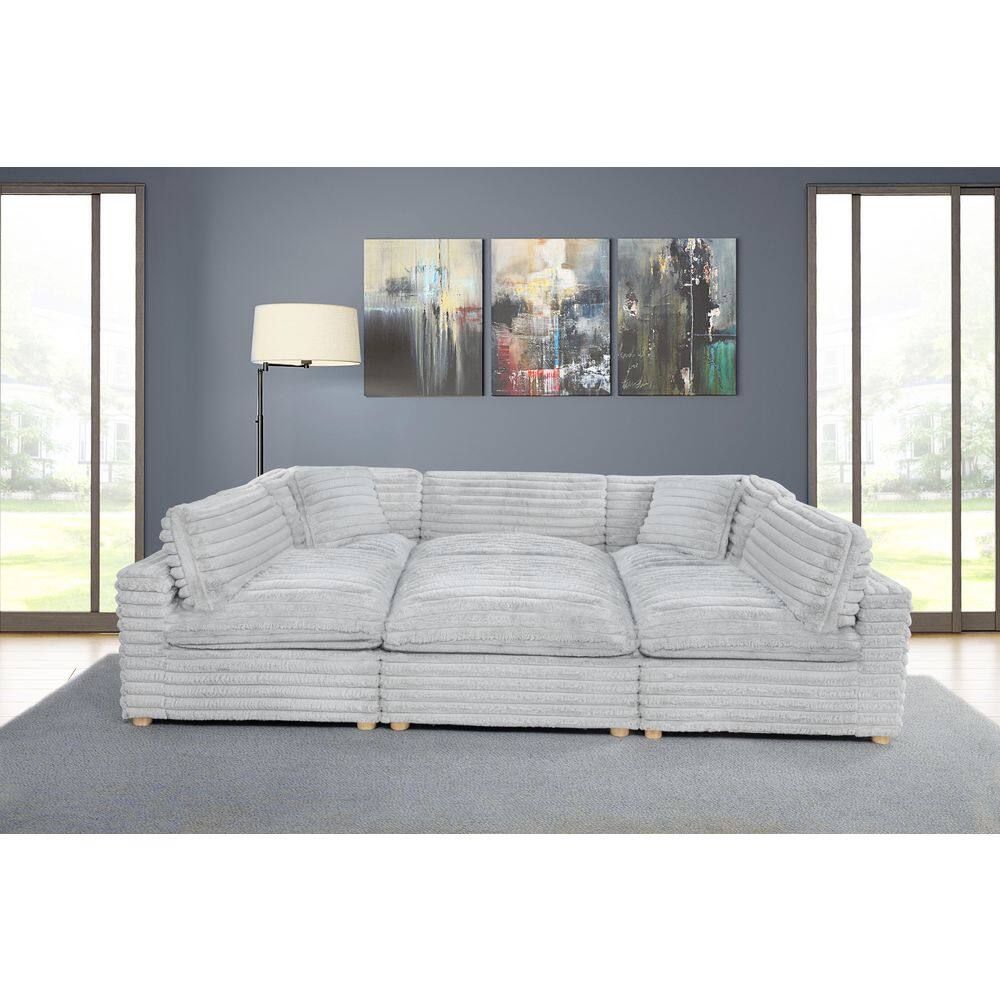 Adri 80 in. W Straight Arm 6-Piece Corduroy Fabric Modular Sectional Sofa in Light Grey Color price history on PriceWatchPro