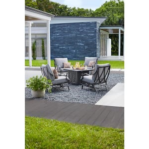 Highland Point Black 5-Piece Fire Pit Set with Gray Cushions