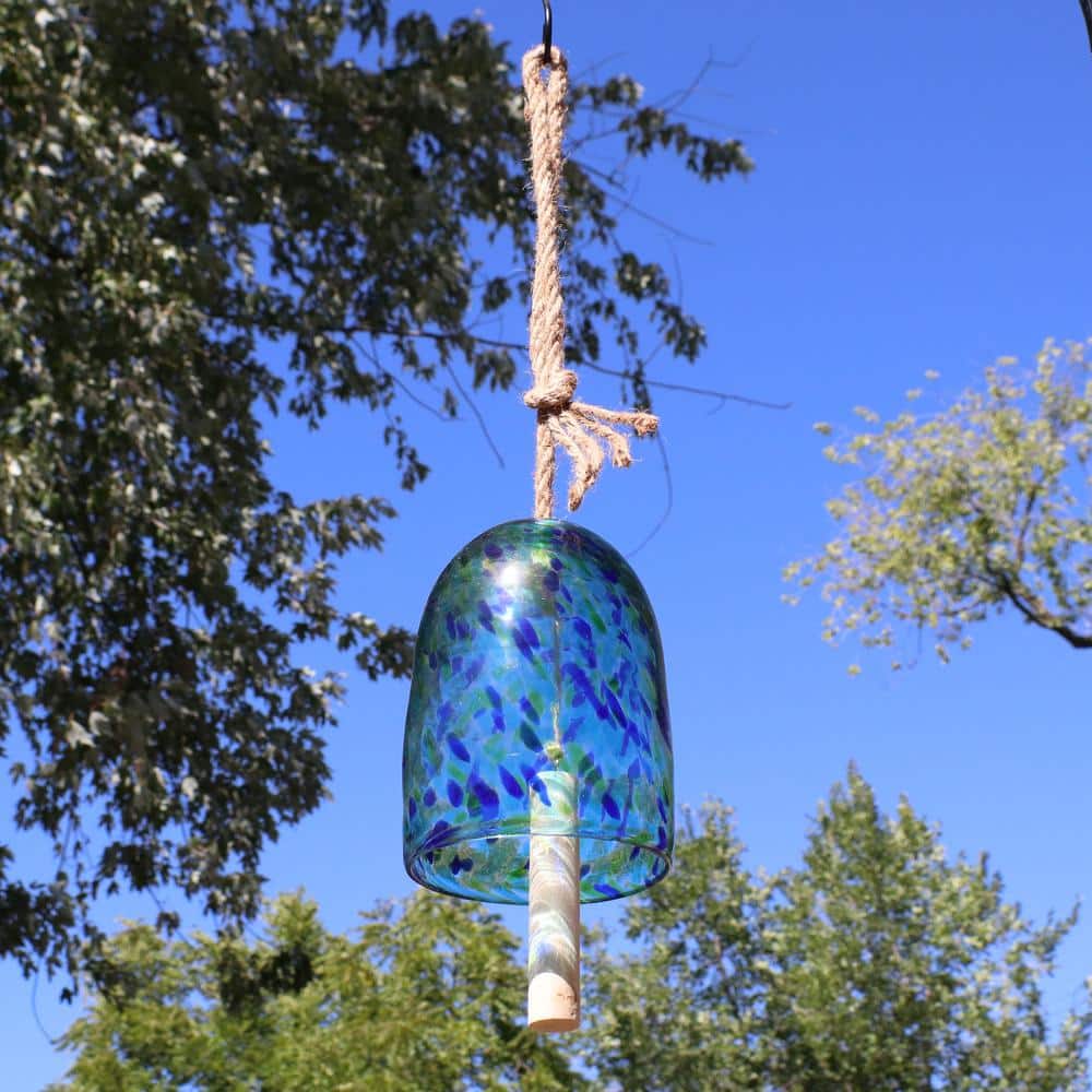 Blue and Green Speckled Glass Wind Chime Bell
