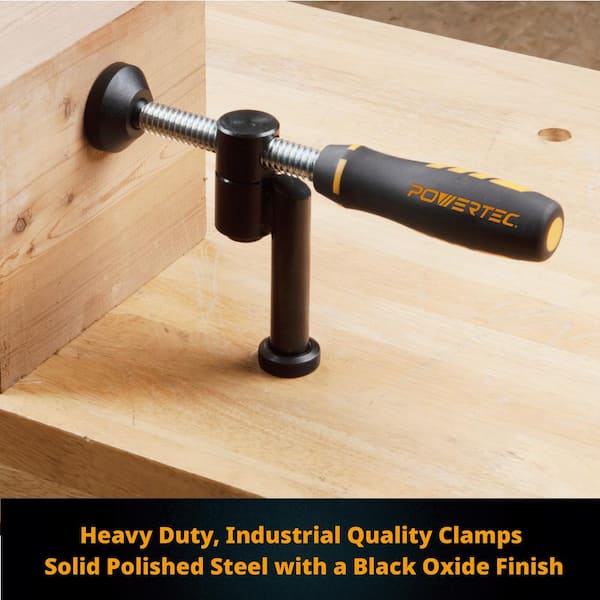 180° Variable Swivel Screw Clamp and 4 Deluxe Bench Dogs with Grommet Bench Brake Inserts, Fit 3/4 in. Bench Dog Holes