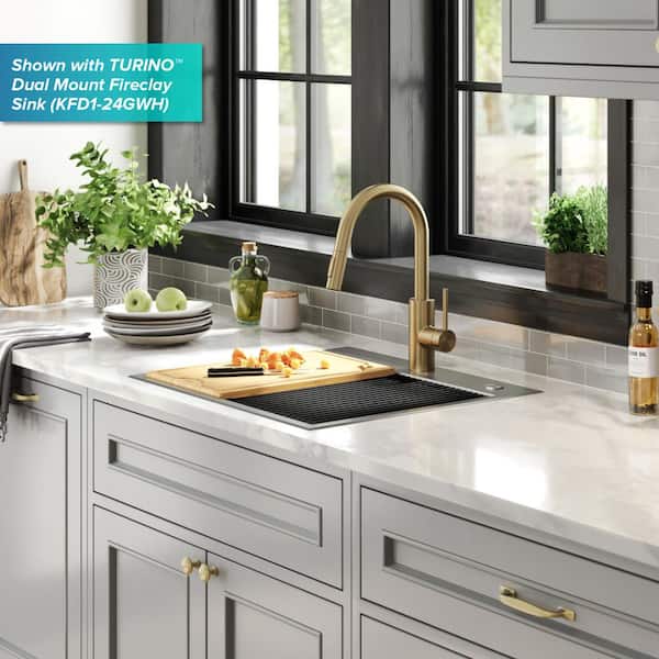 KRAUS Oletto Single Handle Pull Down Sprayer Kitchen Faucet in