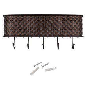 Bronze Woven Mail Organizer with Key Holder for Entryway Wall