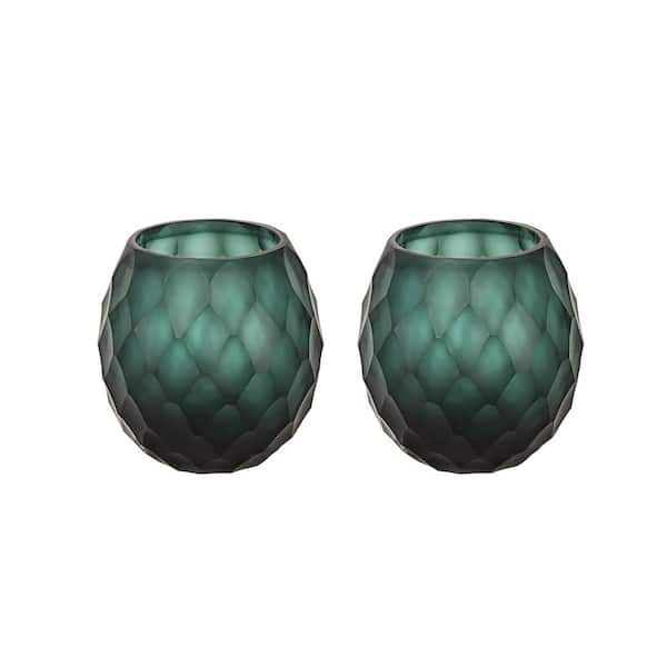 ASPEN CREATIVE CORPORATION Dark Teal Glass Votive Candle Holder (Set of 2)