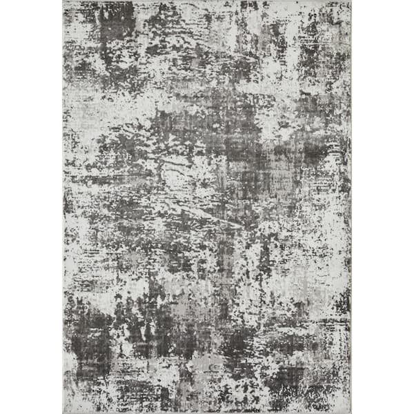 LOOMAKNOTI Rhane Alelone Gray 7 ft. 10 in. x 9 ft. 10 in. Abstract Polypropylene Area Rug