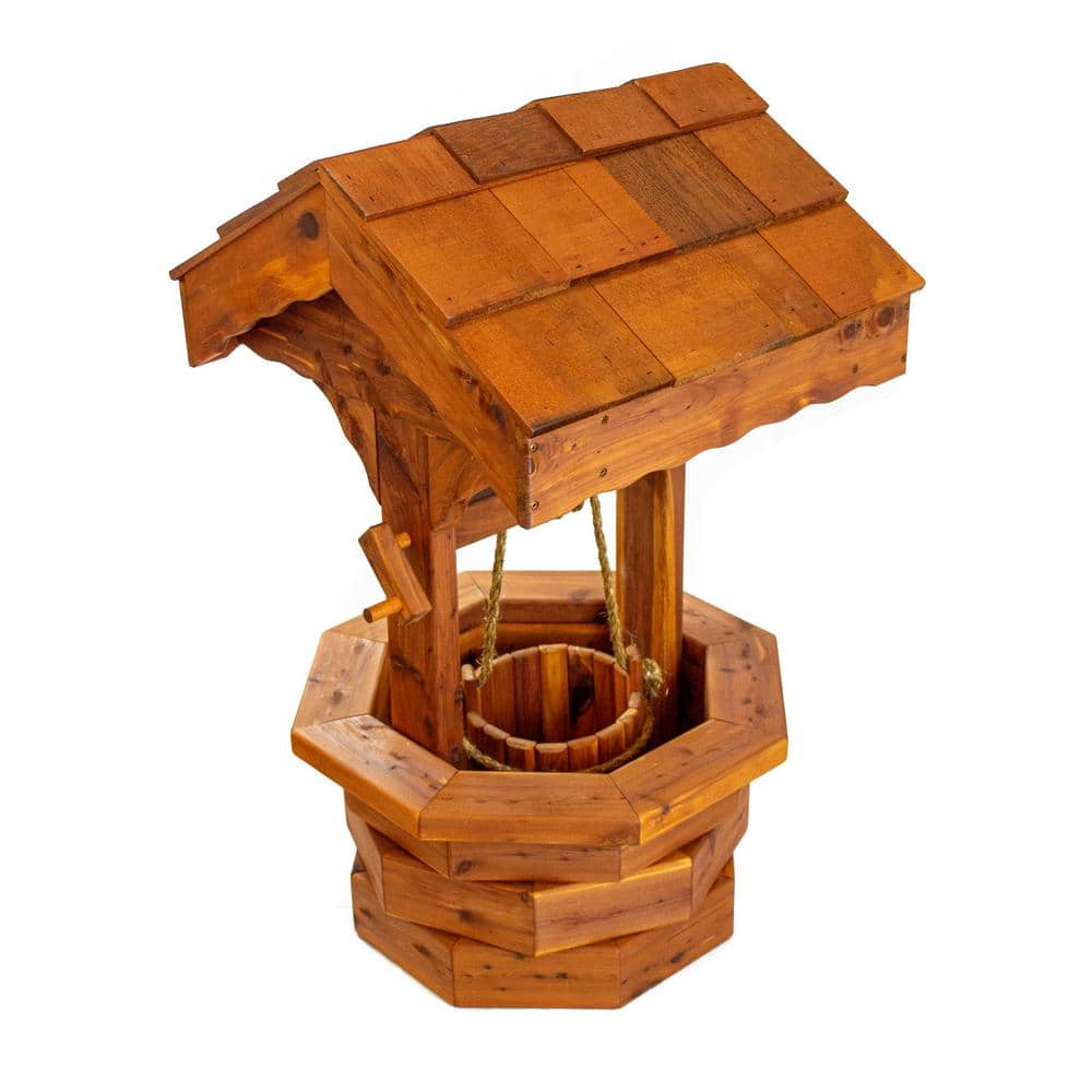 Medium Eastern Cedar Outdoor Decorative Wishing Well Planter