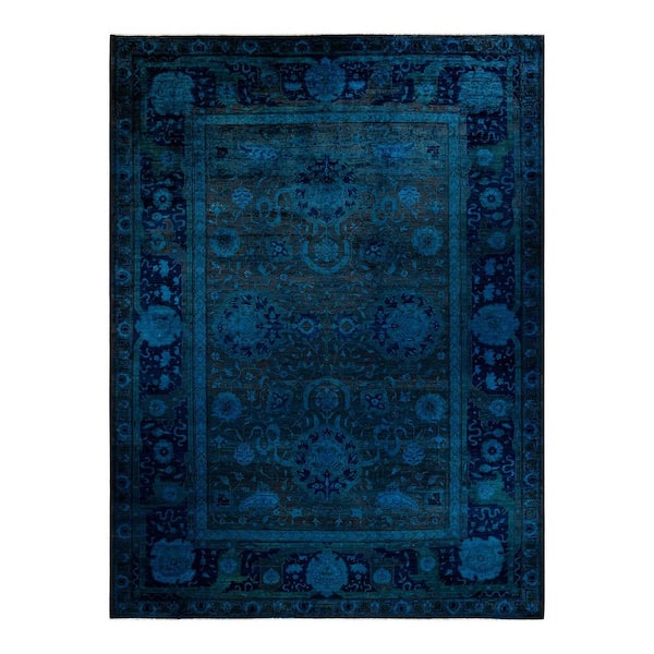 Overdyed Black 10 ft. x 13 ft. Wool Indoor Area Rug