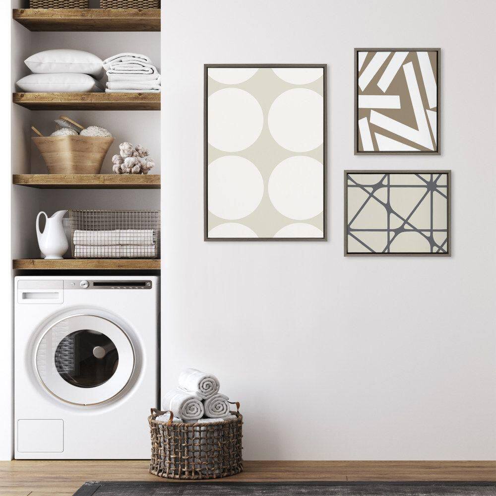 Neutral Beige and Gray Abstract Canvas Wall Art Set of 3