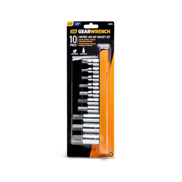 GEARWRENCH 3/8 in. and 1/2 in. Drive Hex Bit Metric Socket Set (10