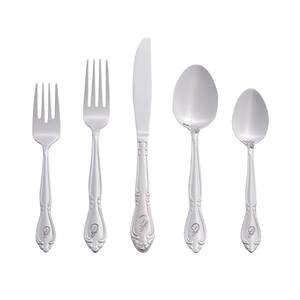 Rose Monogrammed Letter Z 46-Piece Silver Stainless Steel Flatware Set (Service for 8)
