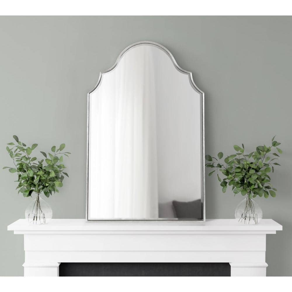 Leanna Silver Arched Wall Mirror with Scalloped Edges