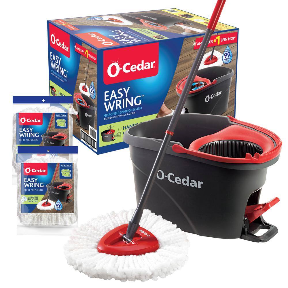 OCedar EasyWring Spin Mop and Bucket System 2 Extra Machine Washable