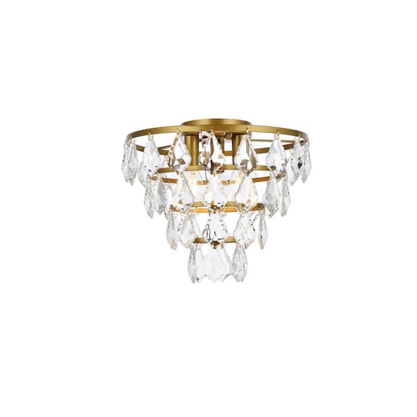 Unbranded Timless Home 12 in. 3-Light Contemporary Brass Flush Mount with No Bulbs Included