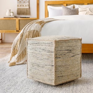 Craig Butter Cottage 18 in. L x 18 in. W x 18 in. H Jute Pouf