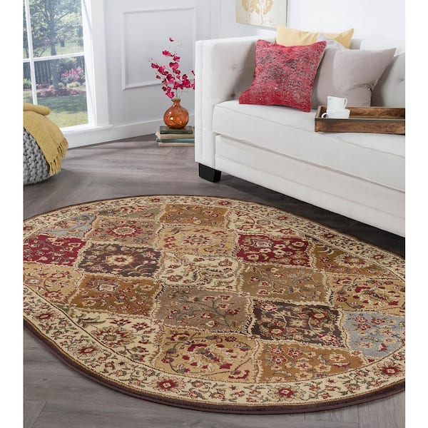 Elegance Abstract Multi-Color 7 ft. x 10ft. Oval Indoor Area Rug