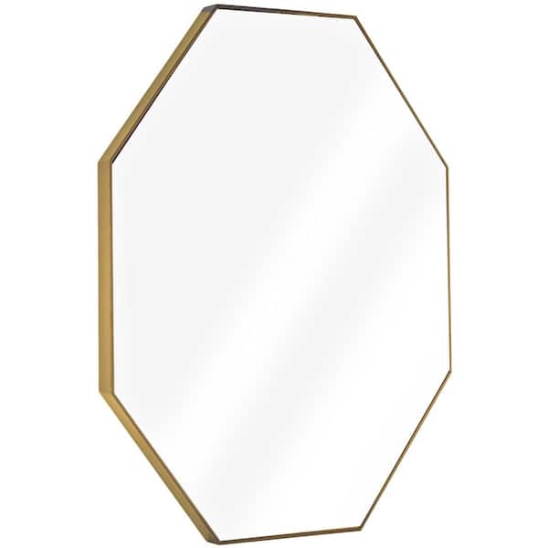 Head West Gold Octagon Framed Decorative Wall Mirror,Vanity Mirror,Bathroom Mirrors,Living Room Mirrors -24 in. x 32 in.