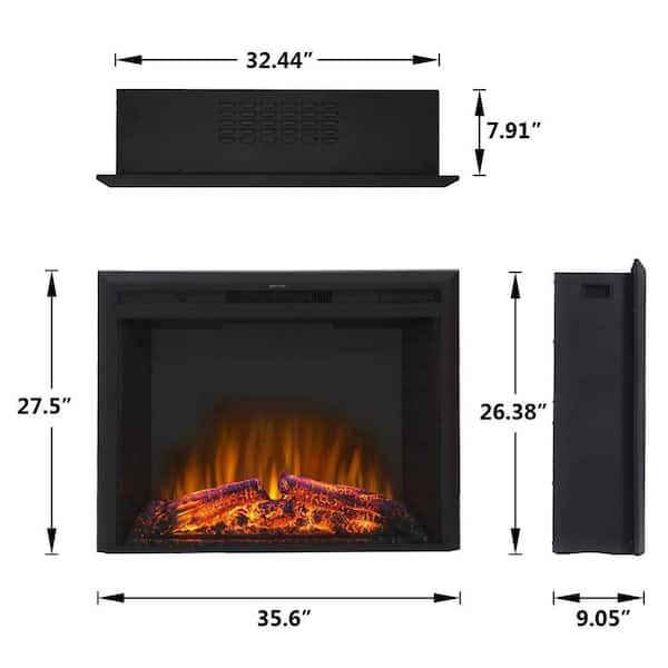 Boyel Living Black 35 in. 400 sq. ft. Recessed Electric Fireplace with  Remote Control and Multi-Color Flame 1500/750 Watt VL-EF33T - The Home Depot