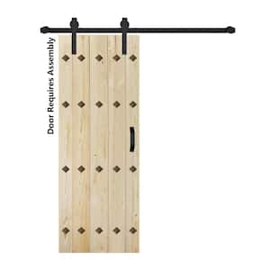 Mid-Century New Style 30 in. x 84 in. Unfinished Solid Wood Sliding Barn Door with Hardware Kit