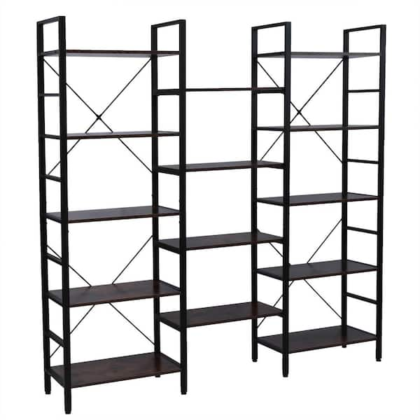 KIVENJAJA Triple Wide 5-Tier Bookshelf, Industrial Display Bookcase with  Metal Frame, Tall Open Storage Book Shelves for Bedroom, Living Room, Home  Office (Black) - Yahoo Shopping